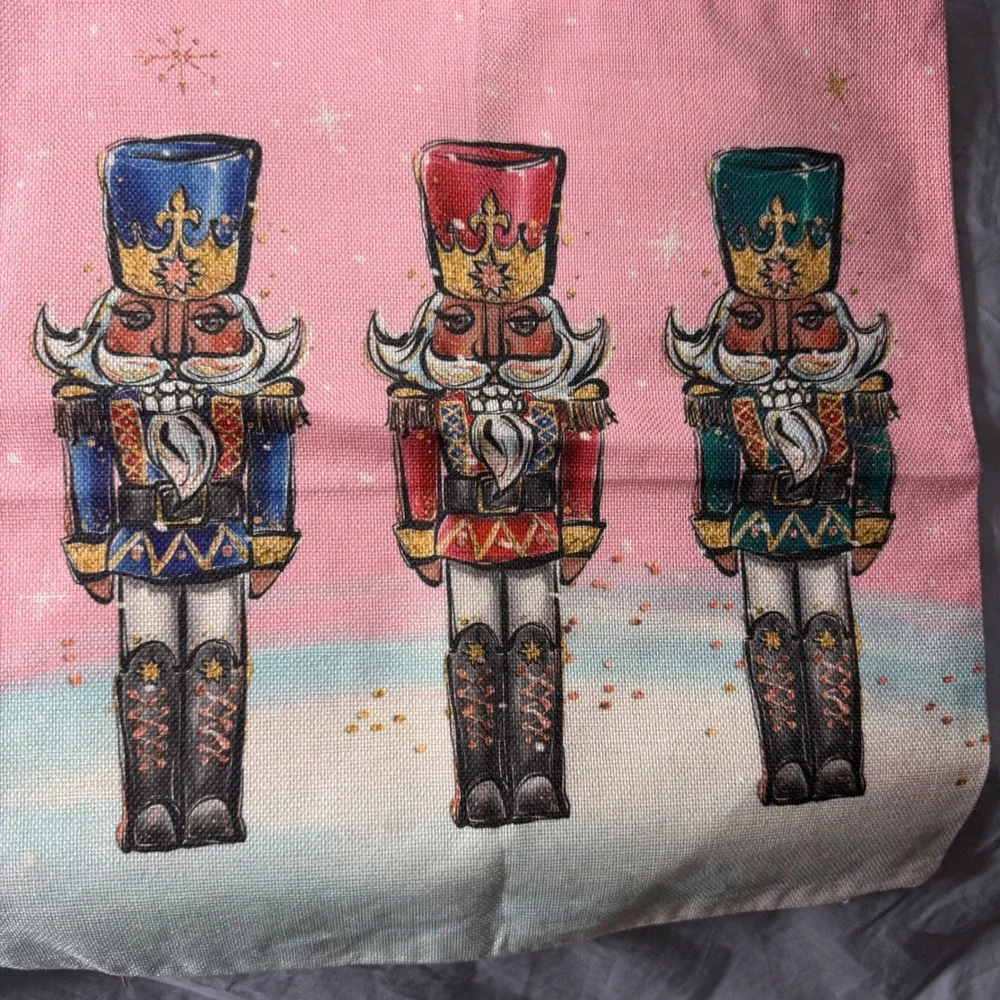 Christmas Pillow Covers Set of 4 18x18 Pink Ballerina Nutcracker holiday decor
